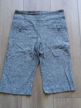 Reitmans Petite Bermuda Shorts Womens 16P Gray Linen Blend Stretch Mid Rise